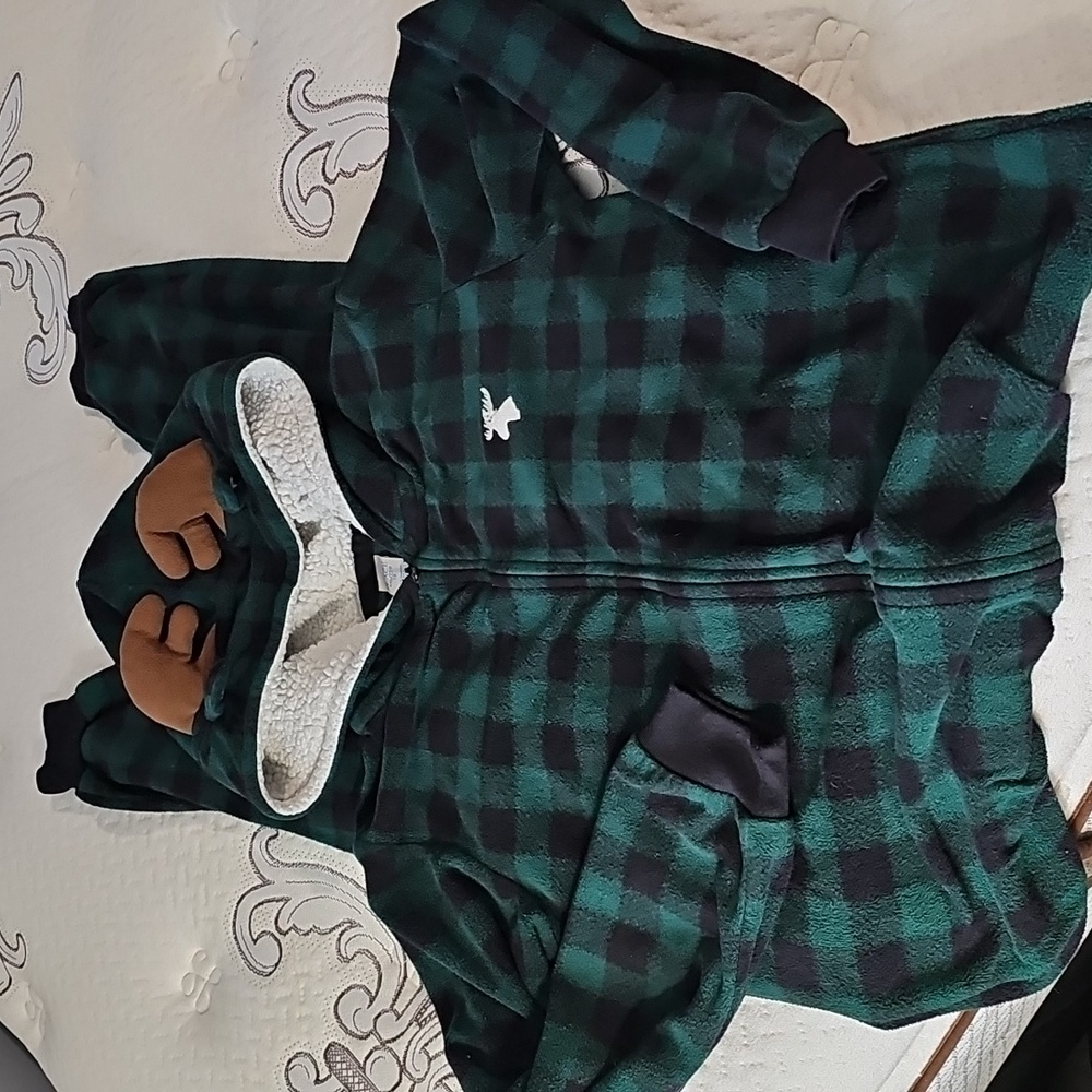 The Children's Place Green and Black Plaid Hoodie
